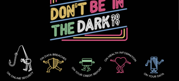 Don't be in the dark 2019 written in illustrative neon lights