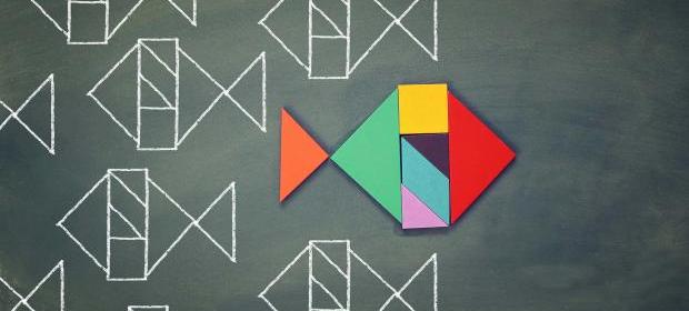 Triangular shapes drawn on a chalk board
