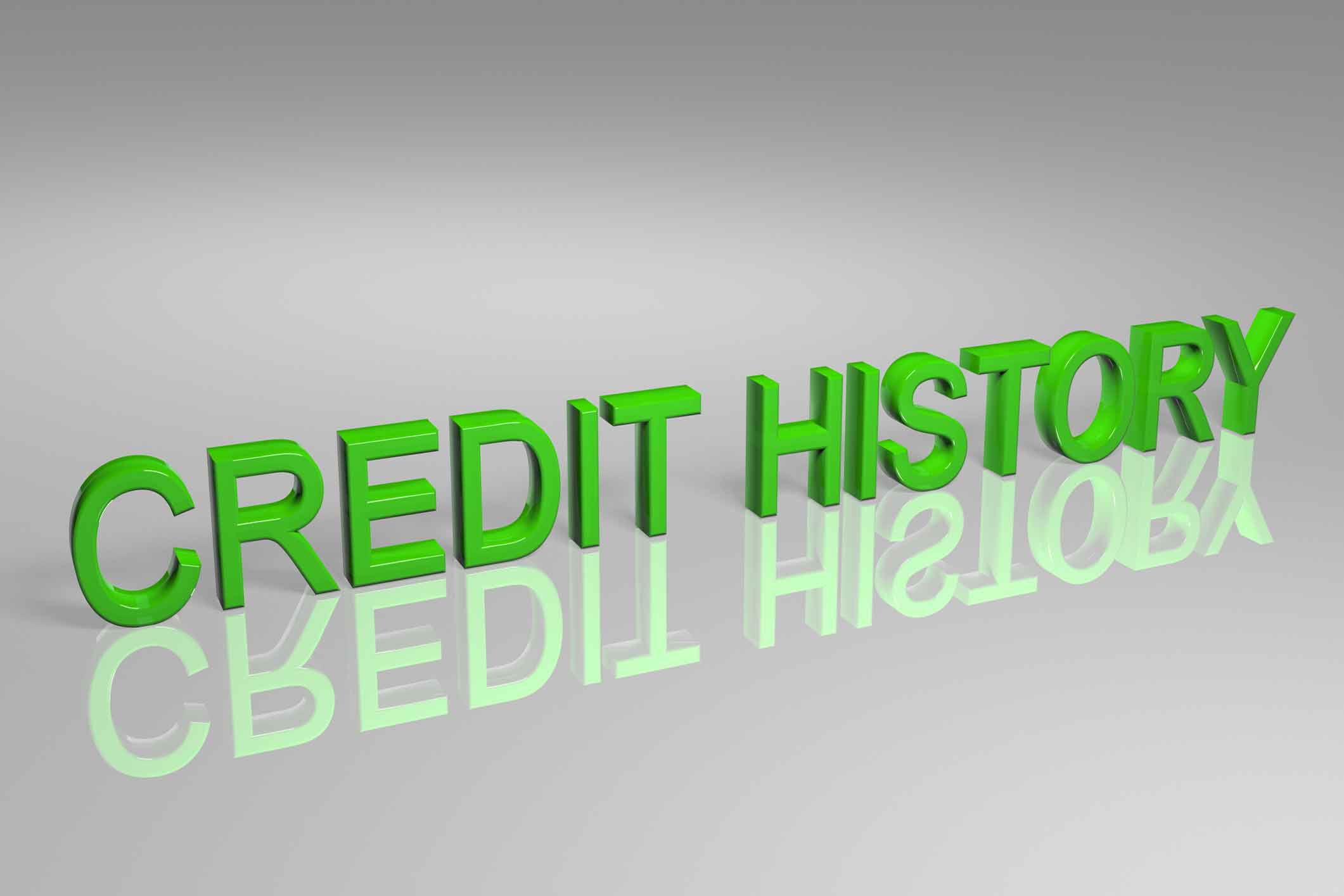 A green 3D display of the words Credit History